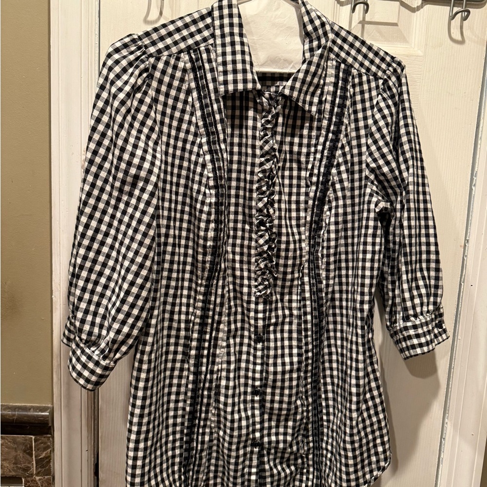 Lane Bryant Checkered Cotton Blouse - Size 14/16